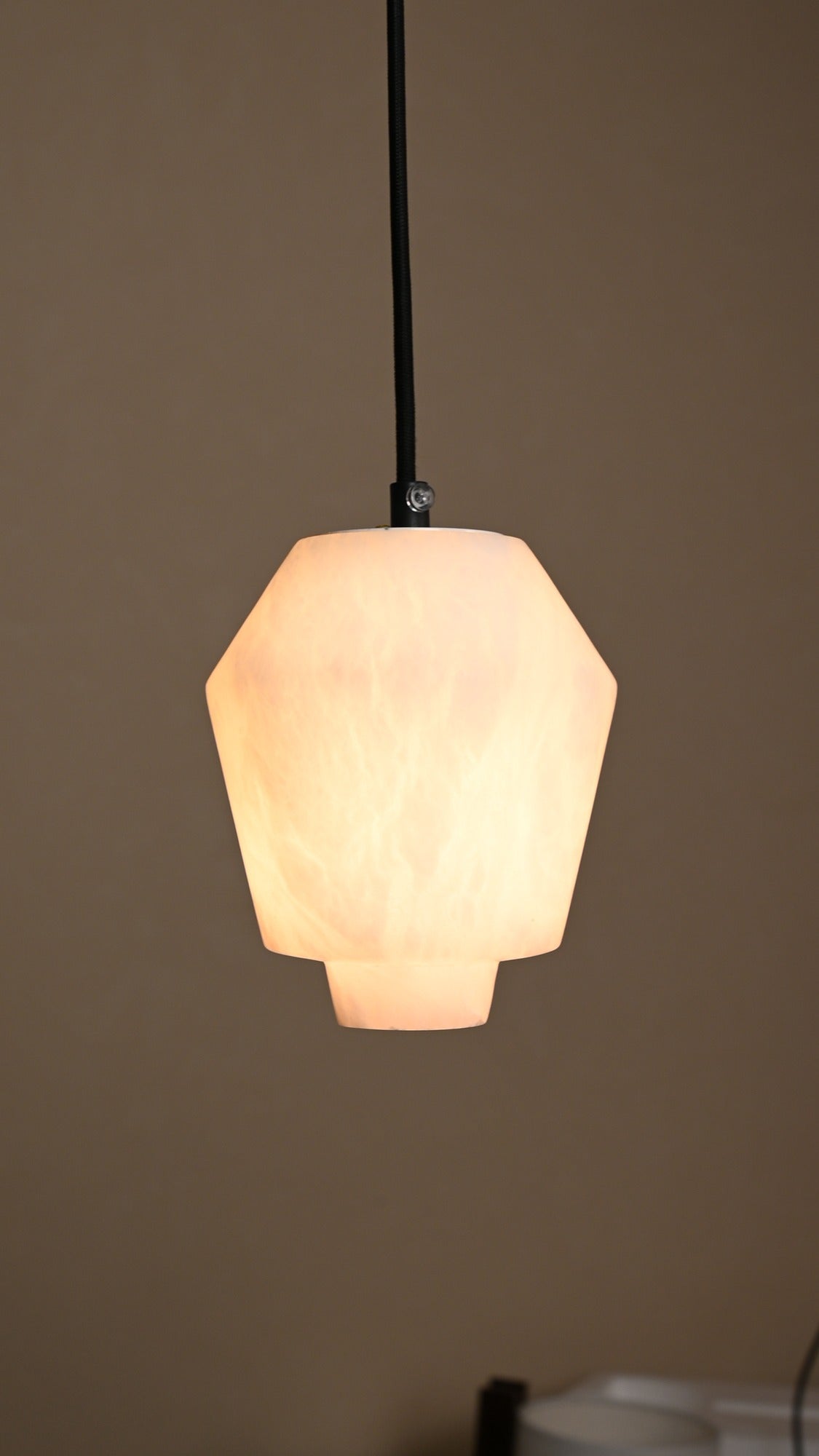 Modern Spanish Alabaster Pendant Light in Snowflake White - 07 real photo 3