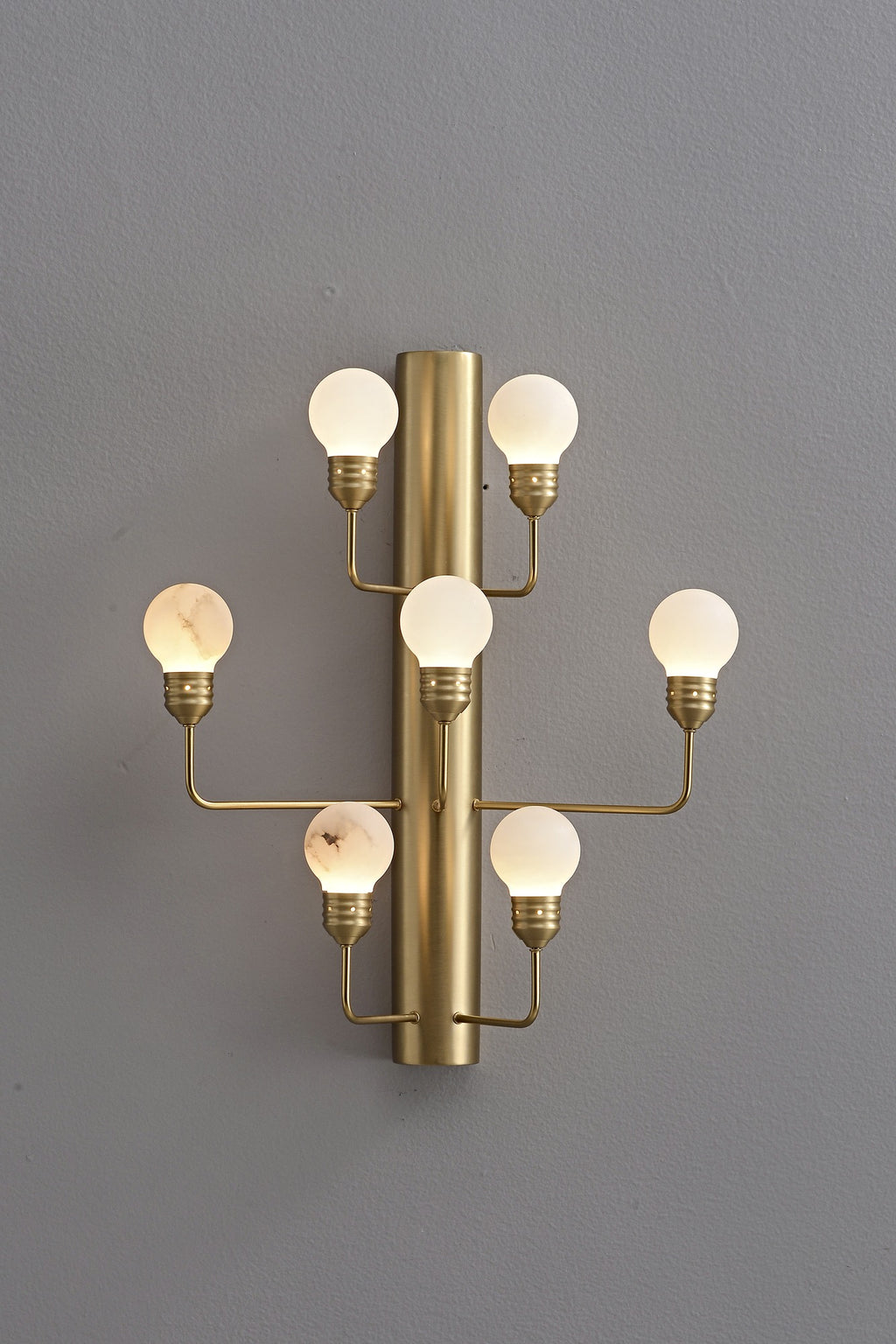 Modern Spanish Alabaster Wall Sconce in Natural Brass - 07 real photo 3