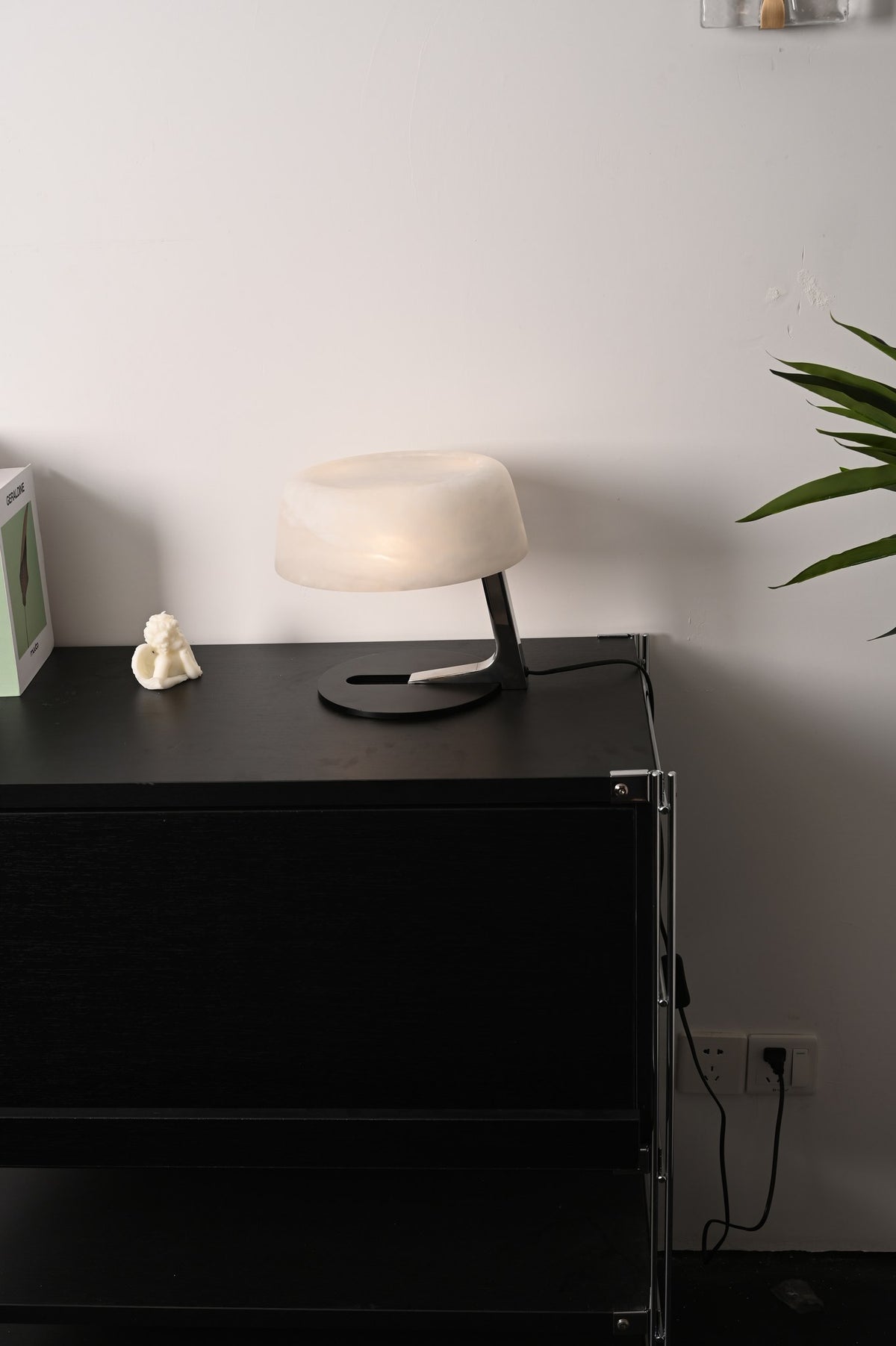 Modern Alabaster Table Lamp in Black and Chrome - 07 07-real-shot-alabaster-table-lamp-side