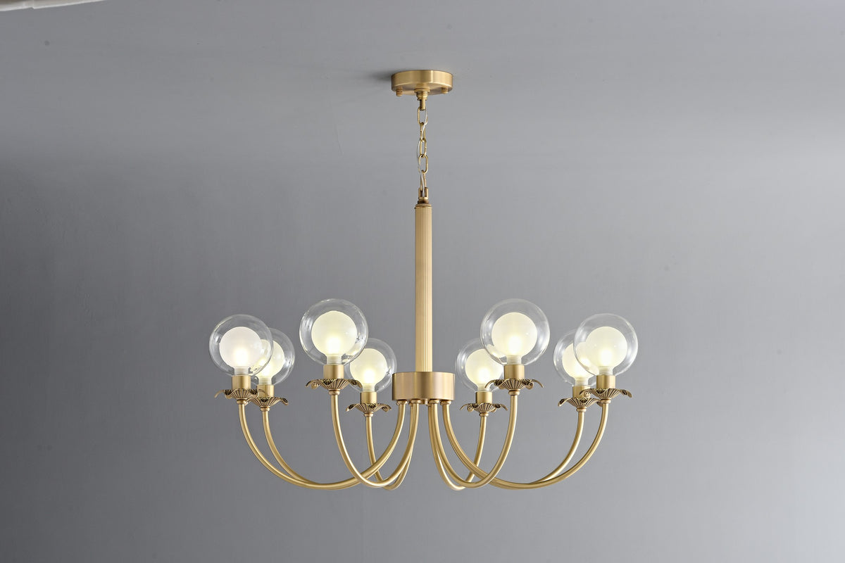 Modern Brass Glass Globe Chandelier - 07 07-real-shot-brass-glass-globe-chandelier-front