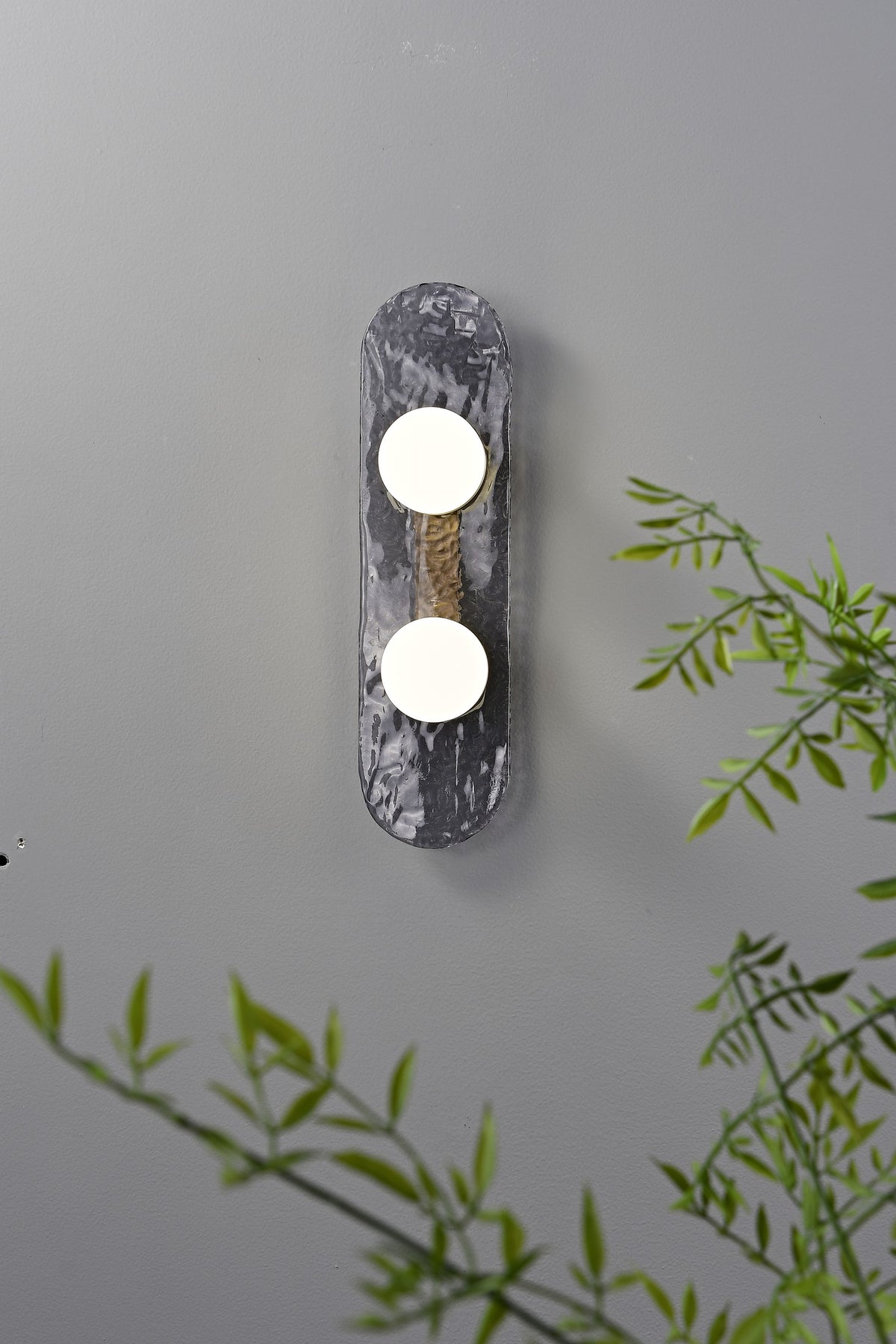 Modern Smoky Glass Linear Wall Sconce - 07 07-real-shot-smoky-glass-linear-wall-sconce-two-light-lit