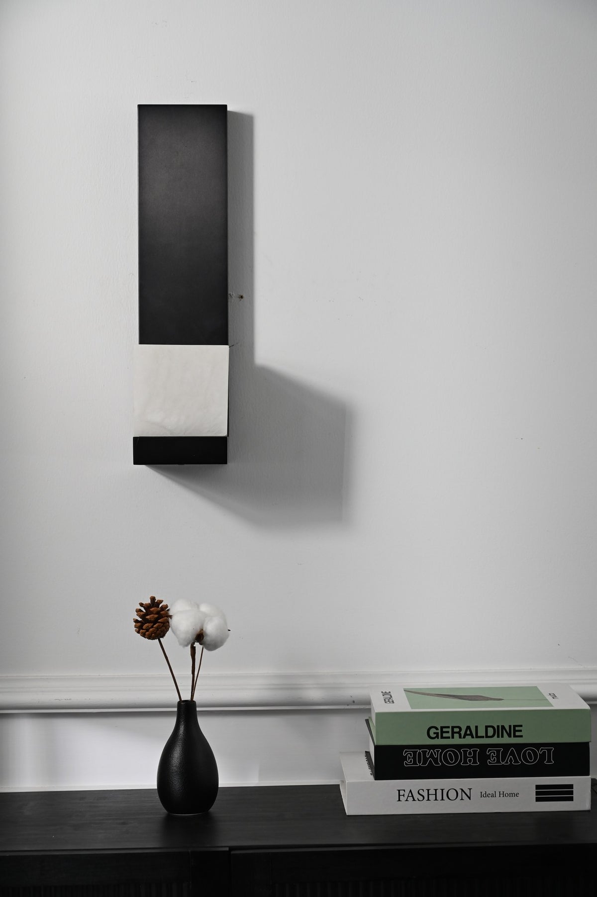 Modern Snowflake Alabaster Wall Sconce in Brushed Black - 07 07-real-shot-wall-sconce-detail