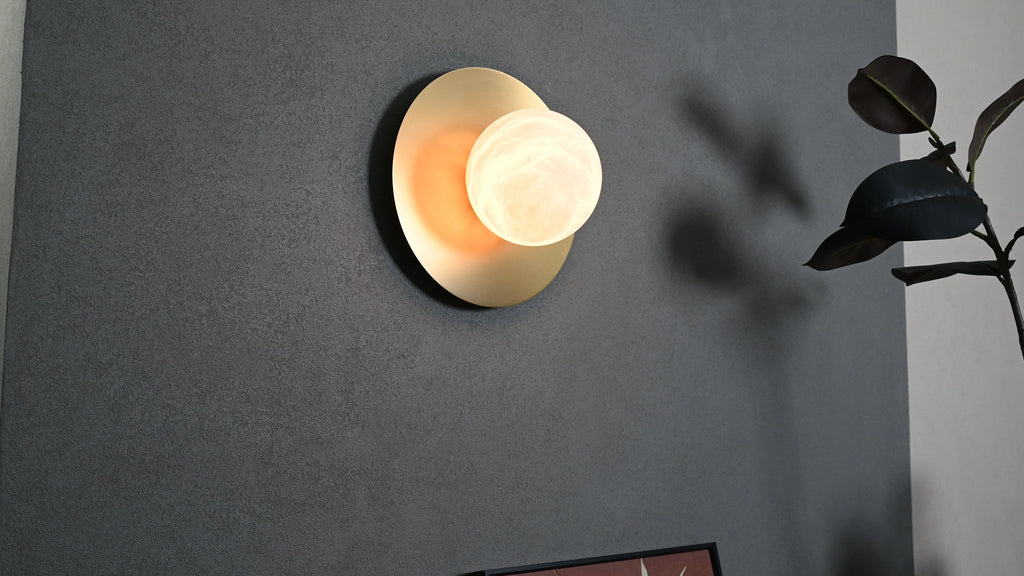 Modern Alabaster Globe Wall Sconce in Natural Brass - 07 07-real-wall-lit