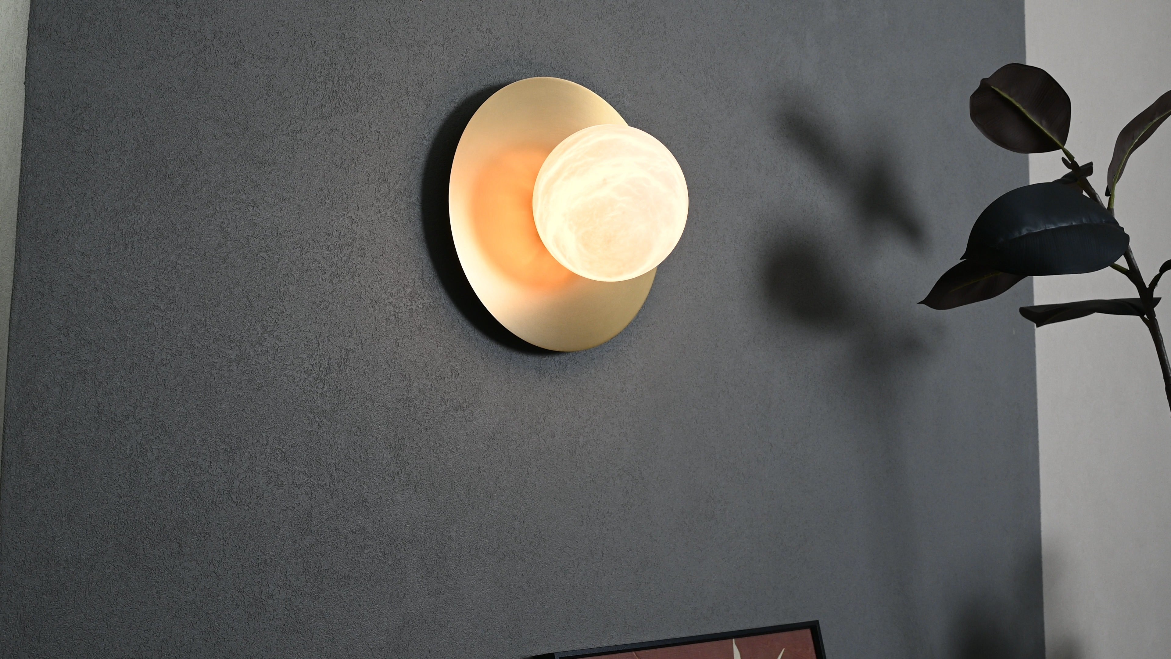 Modern Alabaster Globe Wall Sconce in Natural Brass - 07 07-real-wall-lit