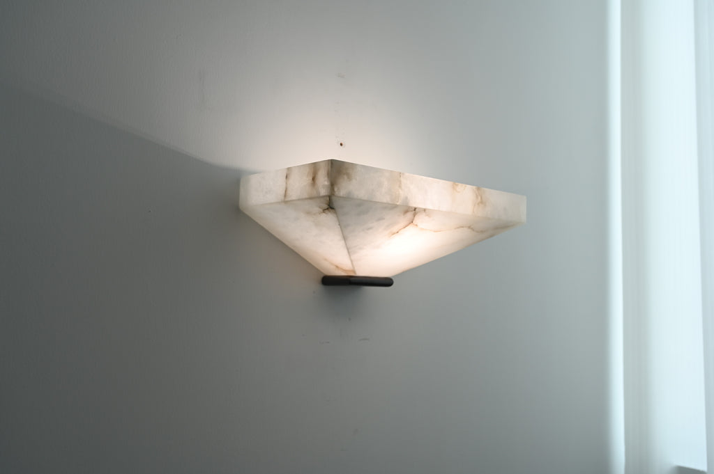 Modern Snowflake Alabaster Faceted Wall Sconce in Dark Bronze - 07 07-real-wall-lit