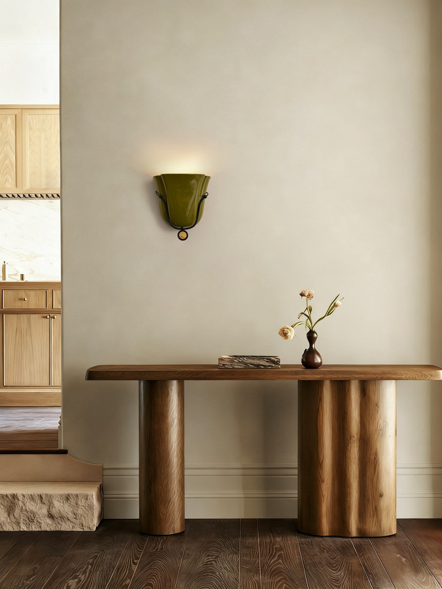 Modern Ceramic Cup Wall Sconce with Brass Accent - 07 07-scene-ceramic-cup-wall-sconce-living-room