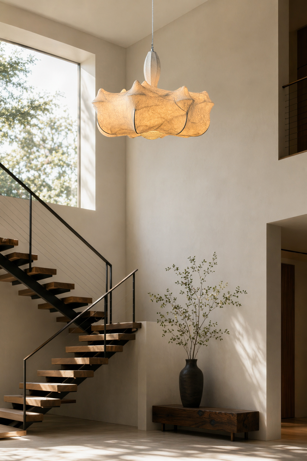 Modern Wavy Silk Chandelier - generated workflow 07 07-stair-void-daylight