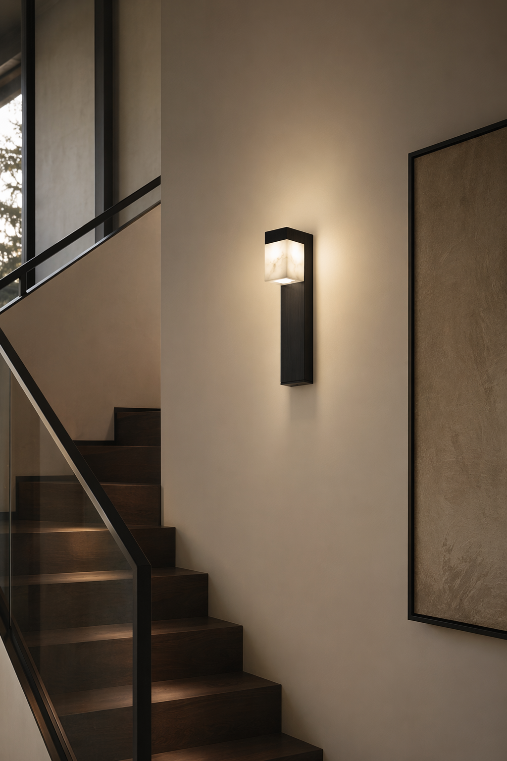 Modern Snowflake Alabaster Wall Sconce in Brushed Black - product image 05