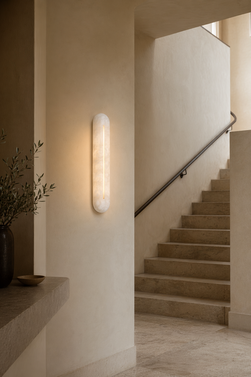 Modern Snowflake Alabaster Oval Wall Sconce - product image 06