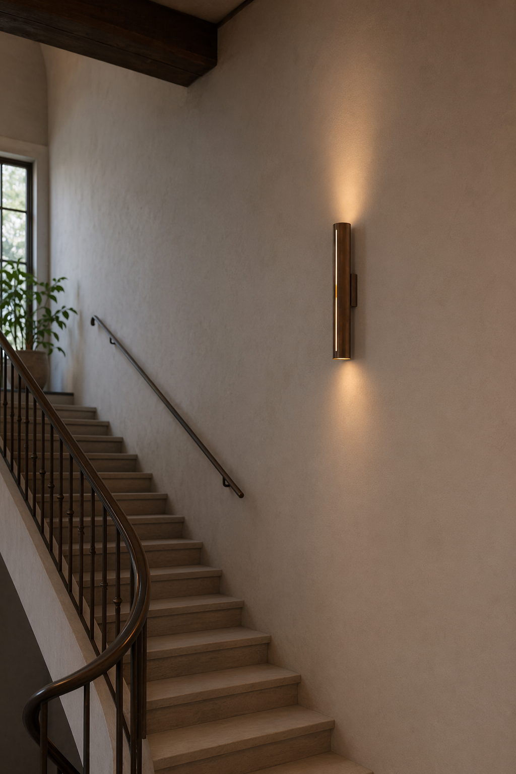 Modern Brass Cylinder LED Wall Sconce in Antique Brass - product image 05