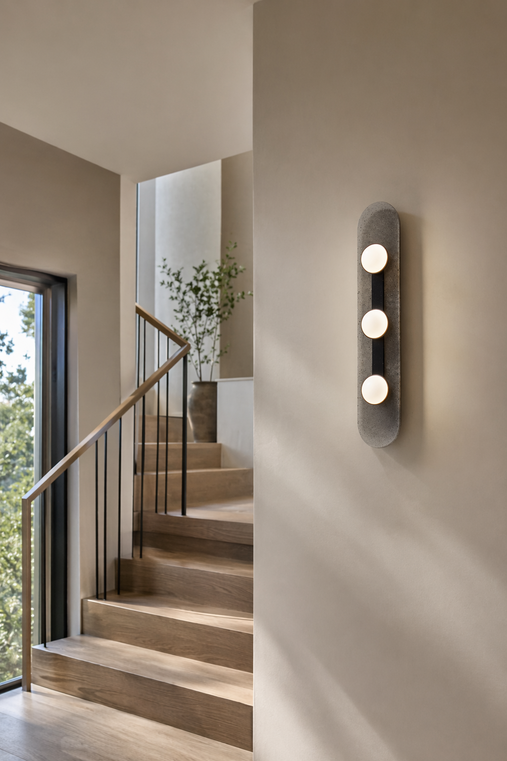 Modern Smoky Glass Linear Wall Sconce - generated main 07 07-stairway-wall-wide