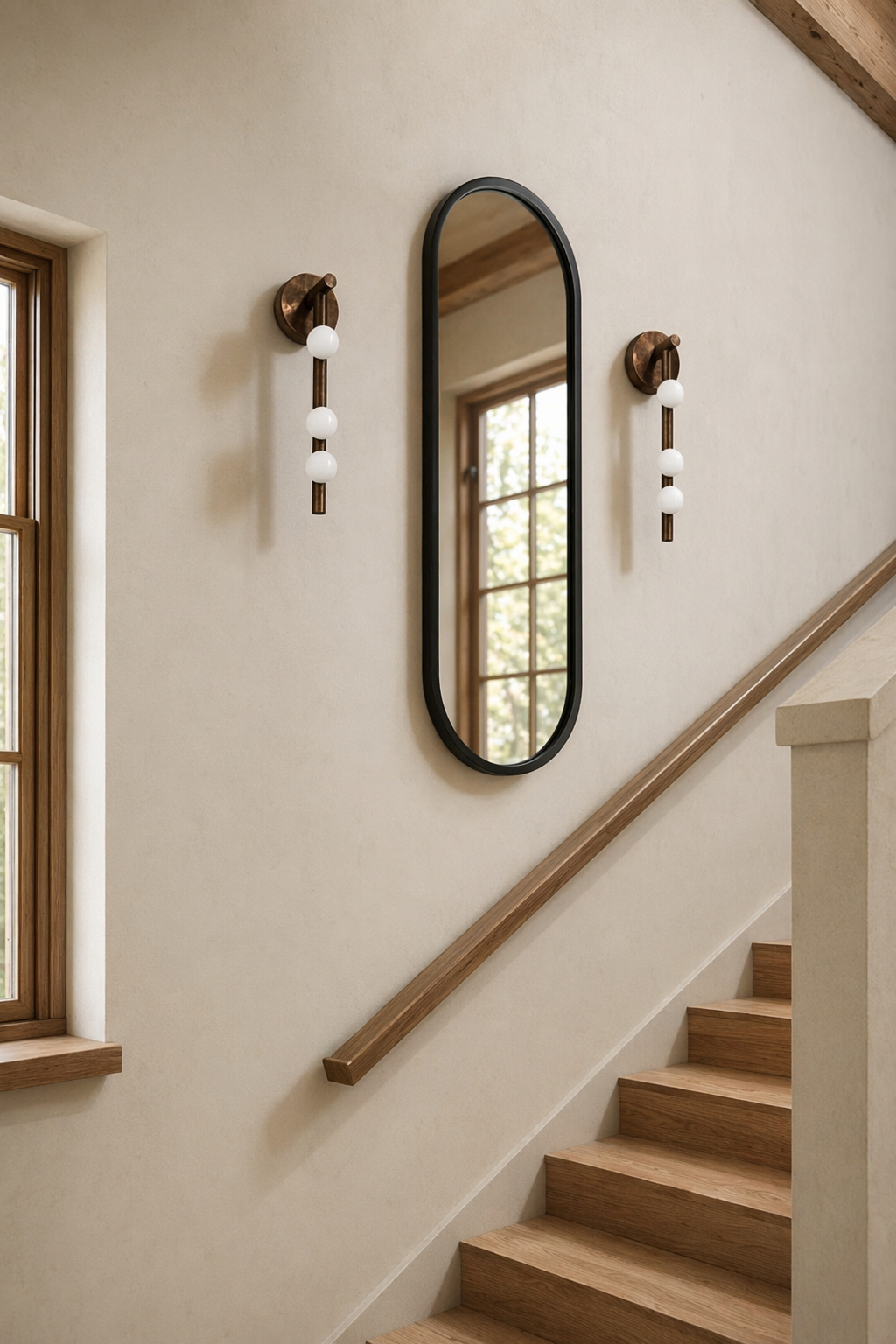 Modern Glass Globe Vertical Wall Sconce - generated main 07 07-stairway-wall-wide