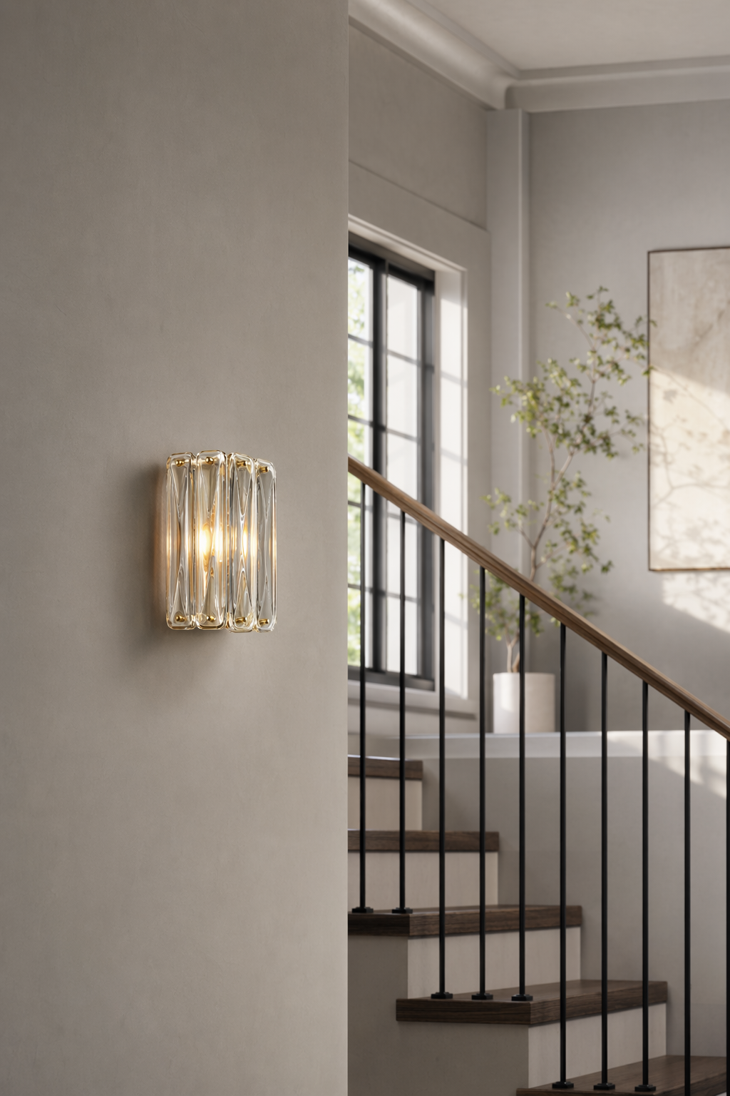 Modern Crystal Glass Wall Sconce - generated main 07 07-stairway-wall-wide