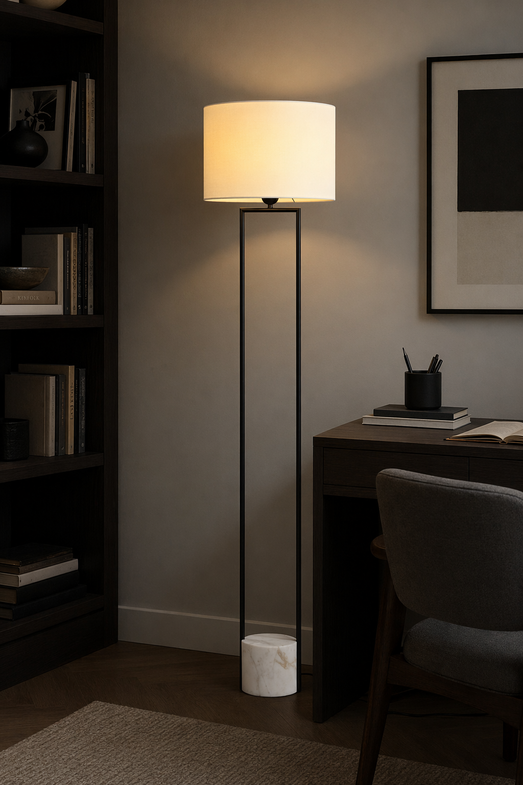 Modern Marble Base Copper Frame Floor Lamp - 07 07-study-corner-black-copper