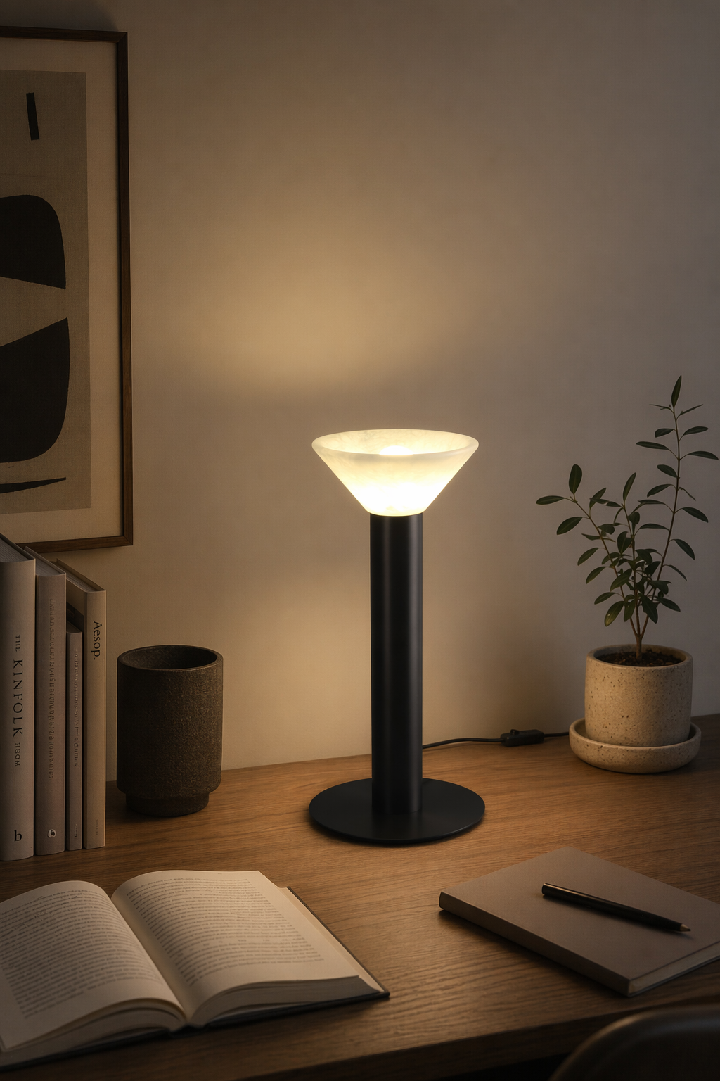 Modern Alabaster Bowl LED Table Lamp - 07 07-study-corner