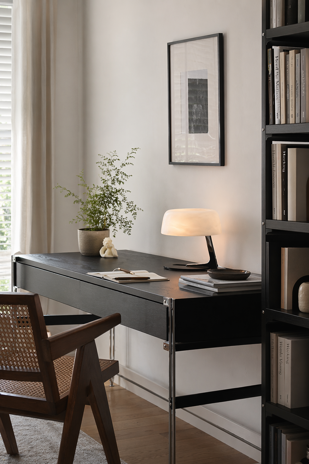 Modern Alabaster Table Lamp in Black and Chrome - product image 05