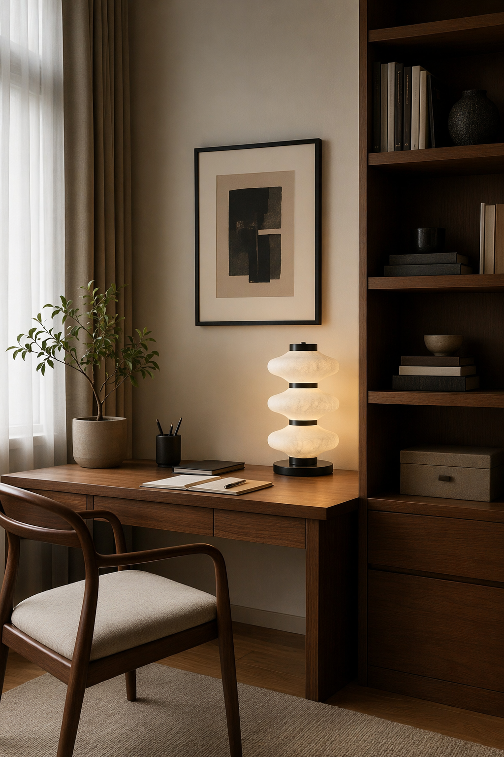 Modern Mulberry Silk Stacked Table Lamp in Matte Black and White - product image 04