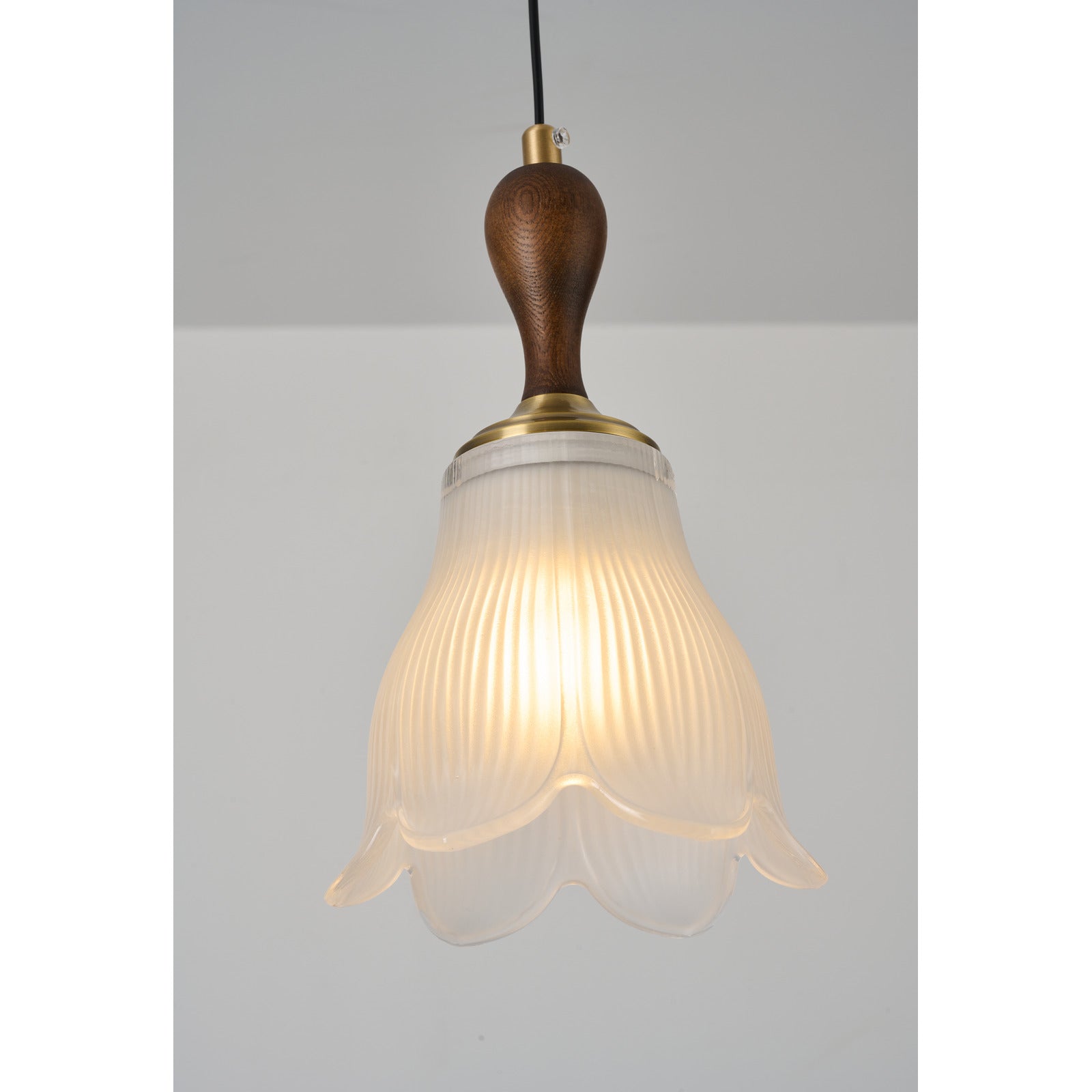 Supplier real detail photograph of Bellarune Ribbed bell glass detail lit