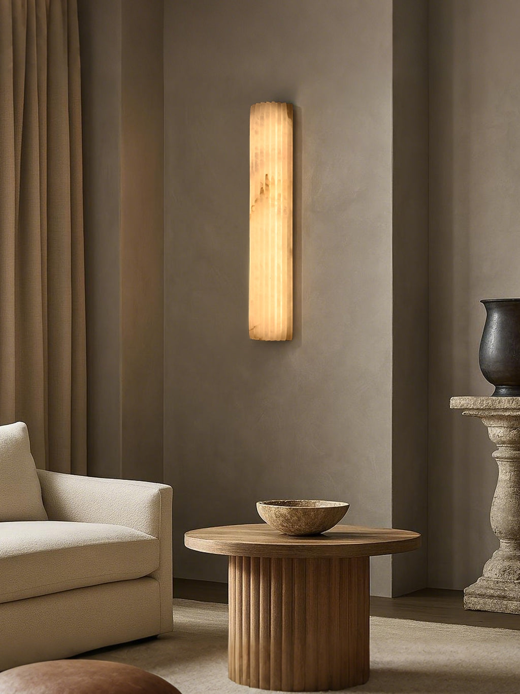Modern Fluted Alabaster Wall Sconce - 03 room scene 2