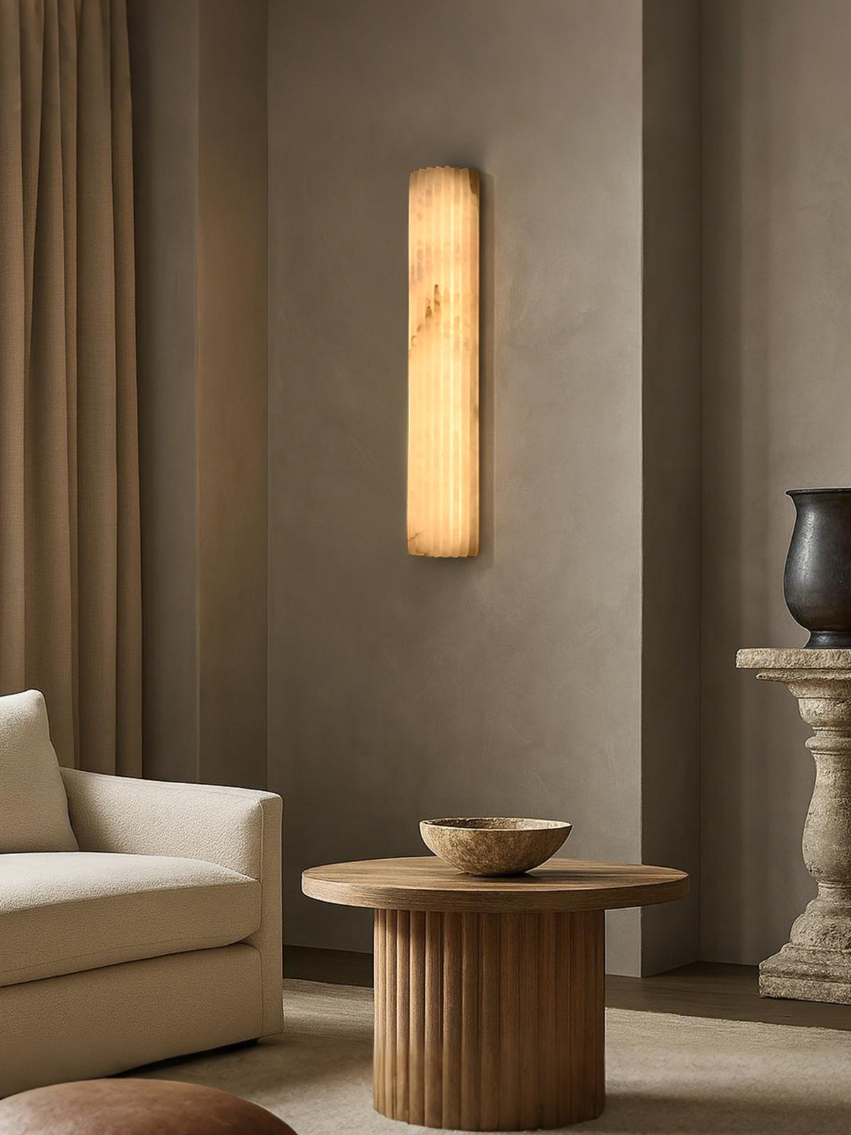 Modern Fluted Alabaster Wall Sconce - 03 room scene 2