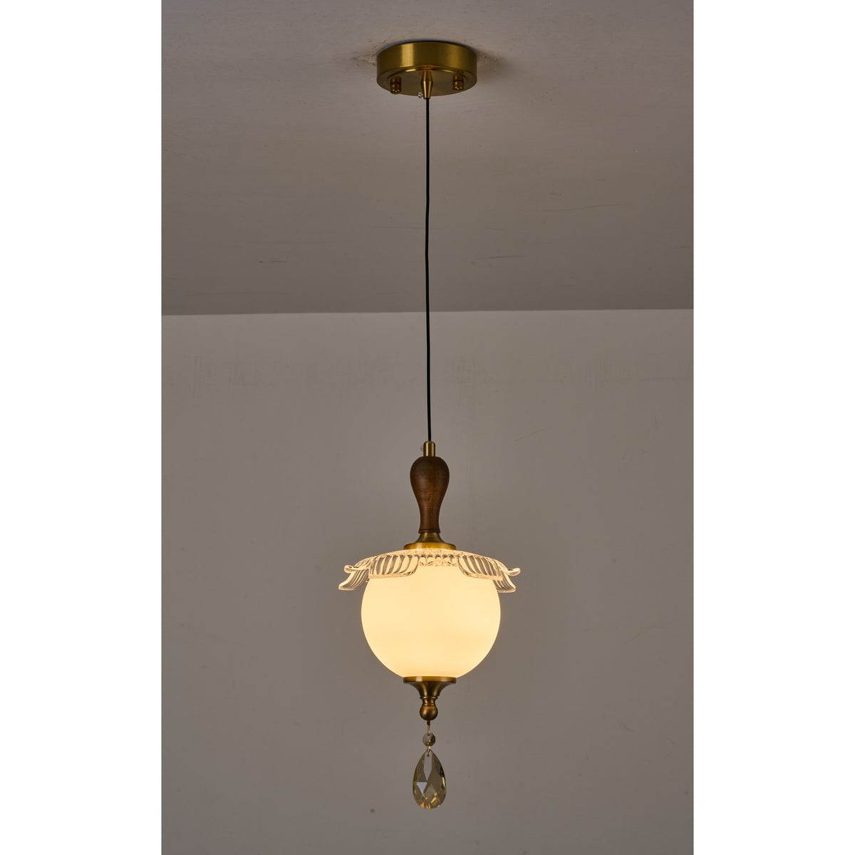 Supplier real photograph of Arabelle Pendant B angled view lit