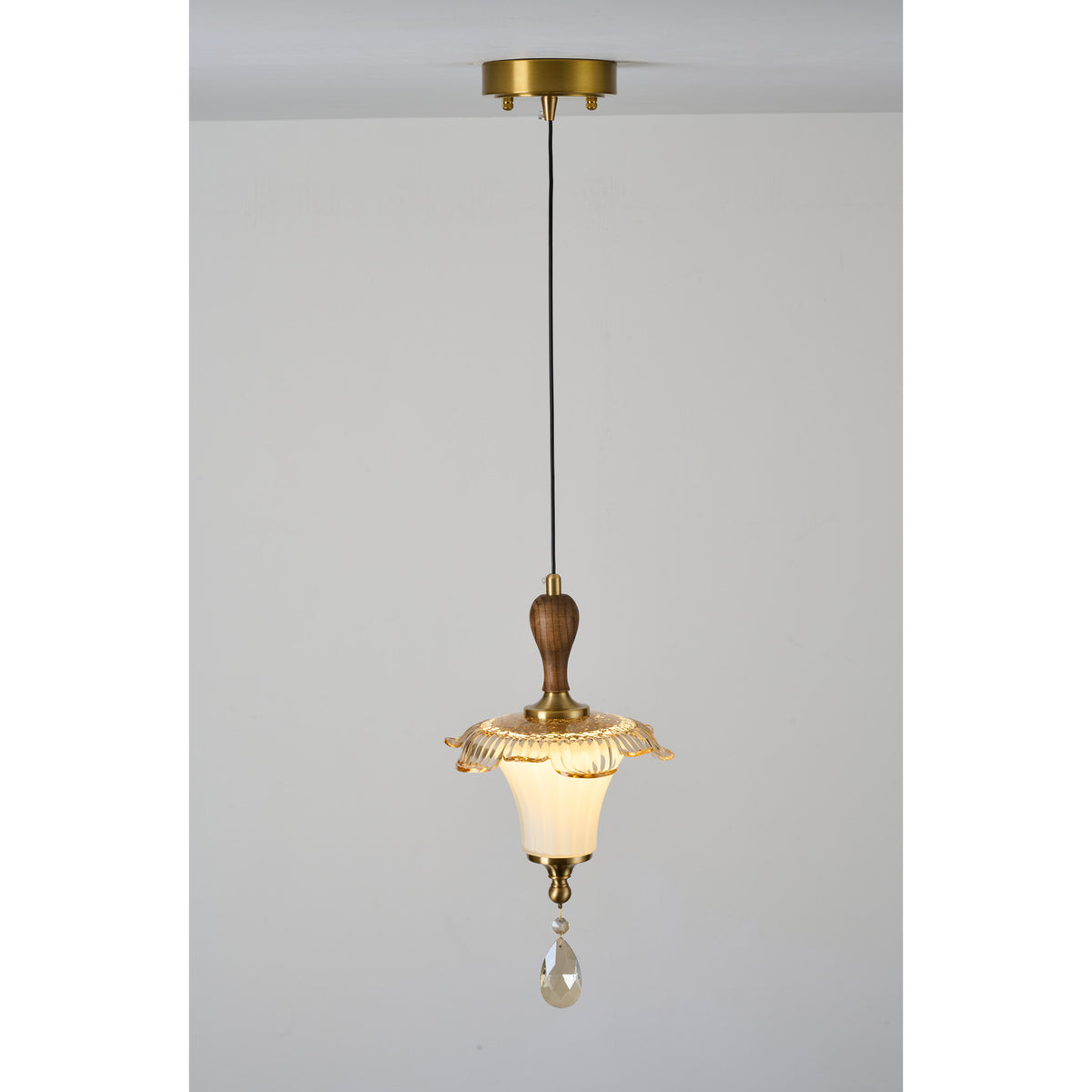 Supplier real photograph of Celestine Pendant B full view lit