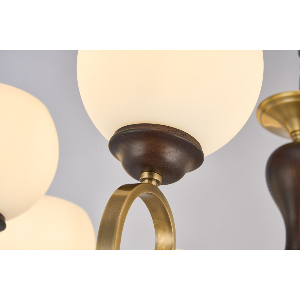 Supplier real detail photograph of the Aurellane rounded opal shade and deep ash-wood collar