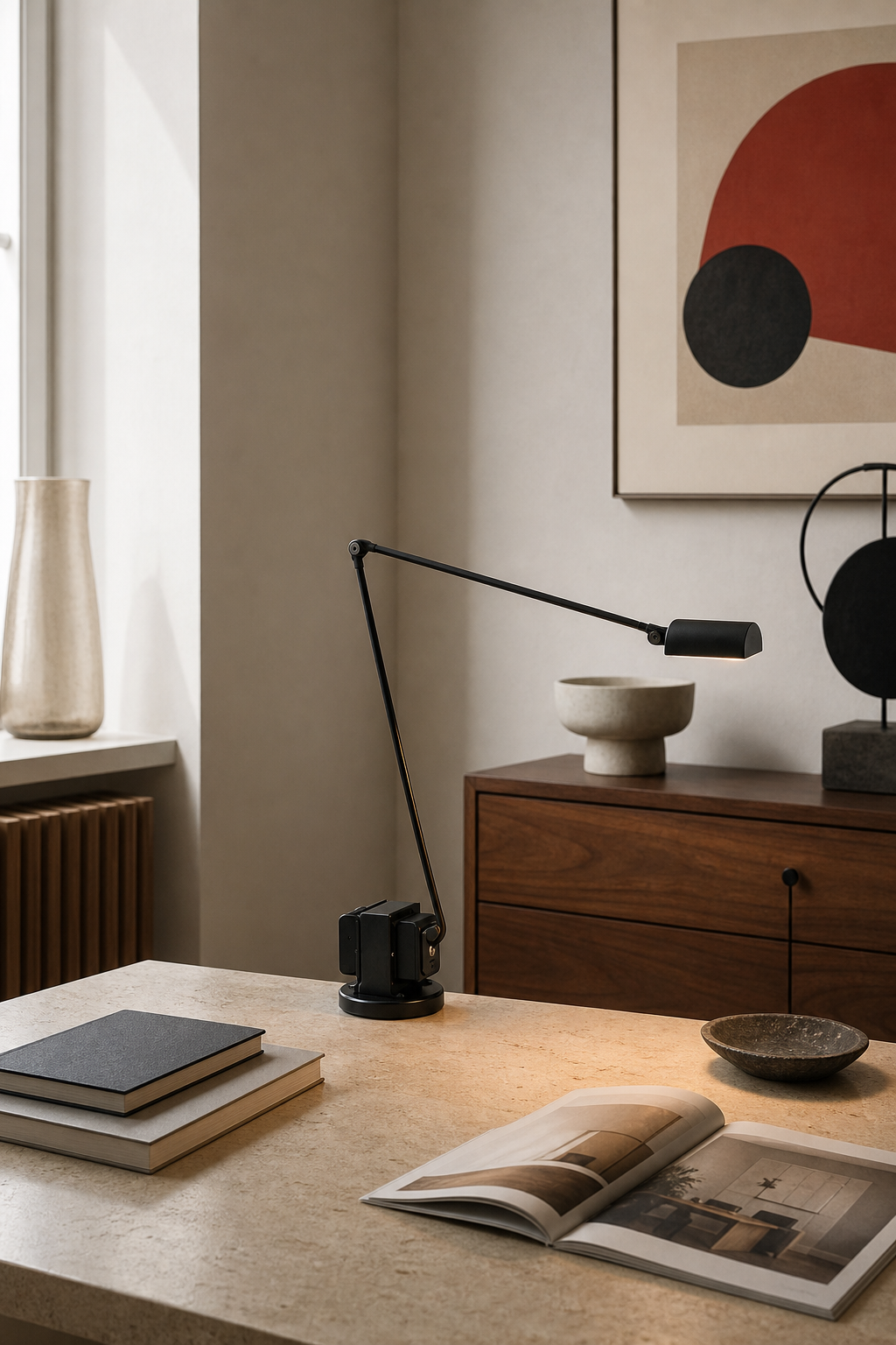 Daphine Adjustable LED Table Lamp black finish bauhaus desk