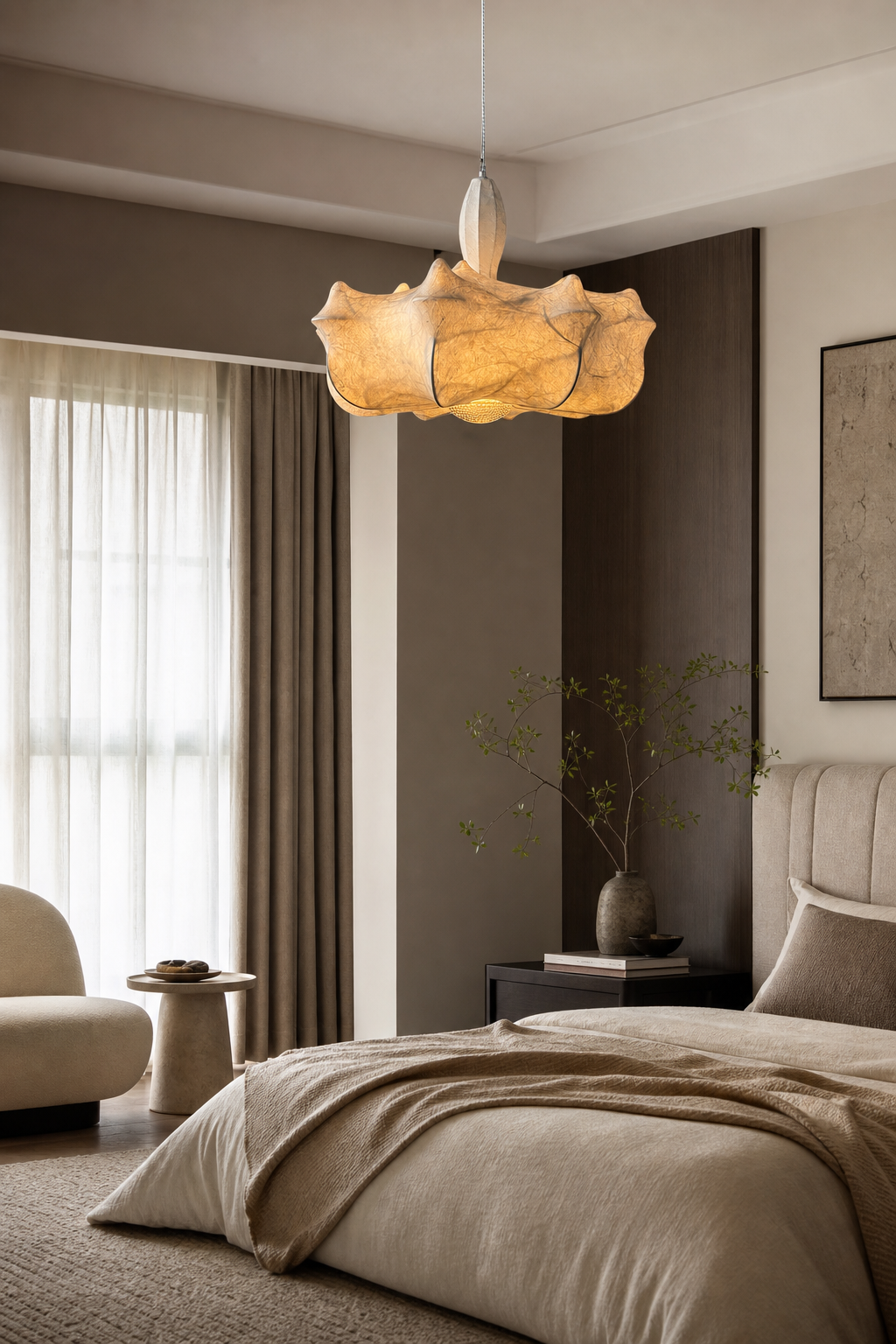 Modern Wavy Silk Chandelier - generated workflow 08 08-bedroom-suite-daylight