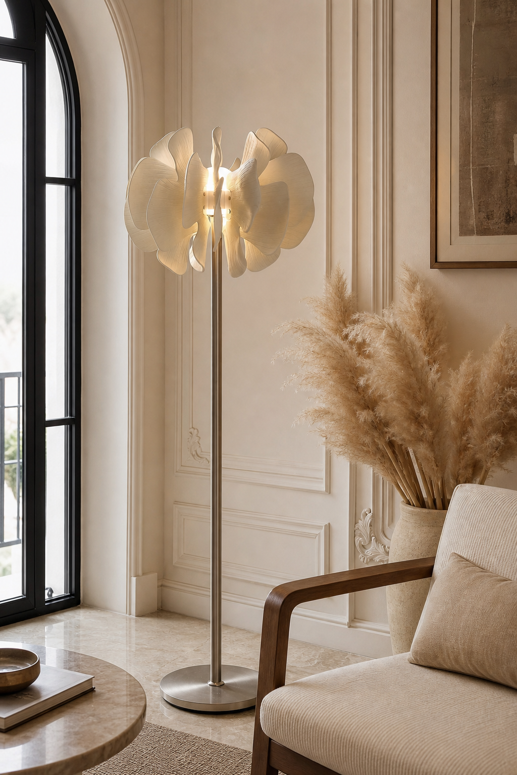 Sculptural Ceramic Petal Floor Lamp boutique suite