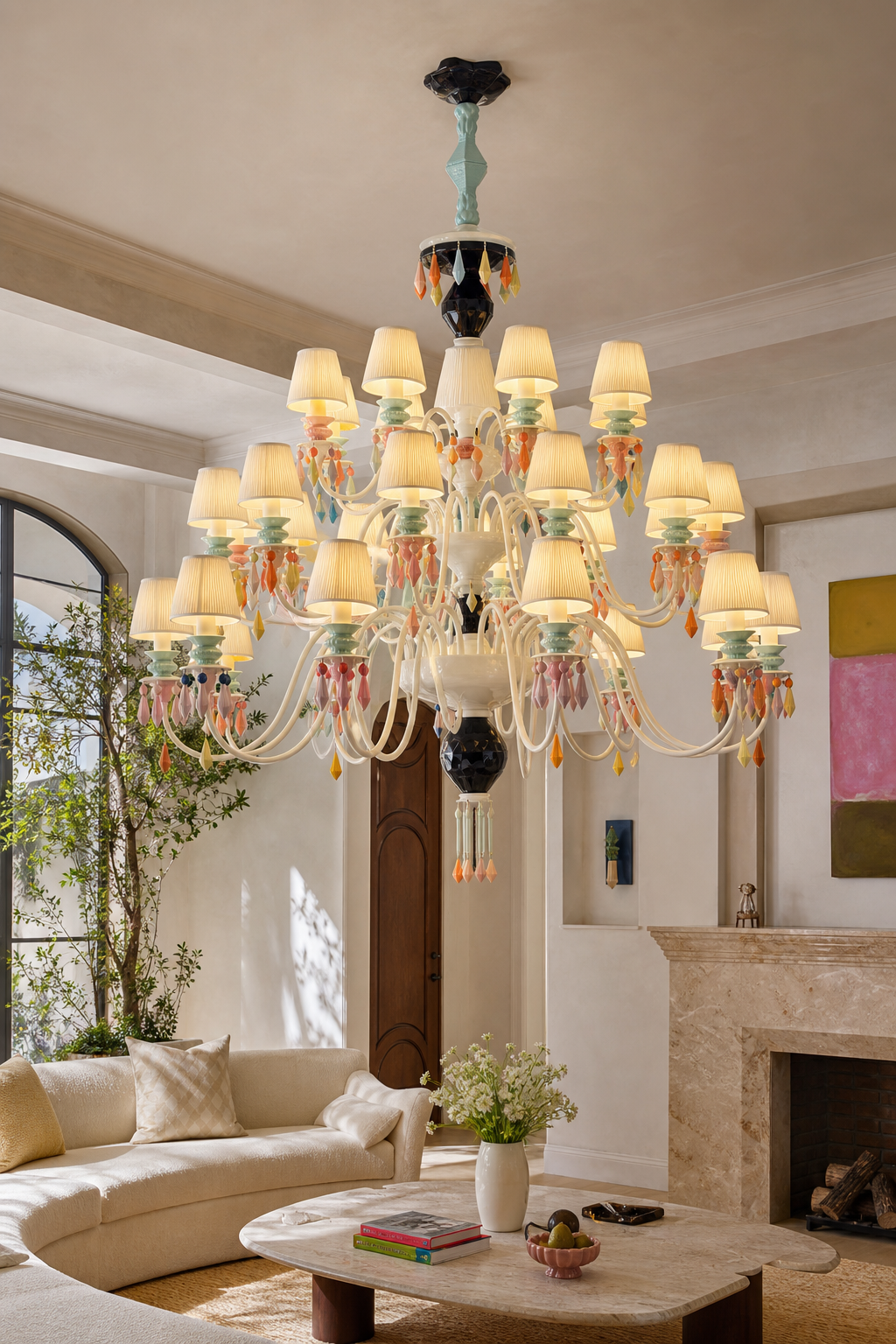 Pastel Ceramic Triple-Tier Grand Chandelier close lifestyle view