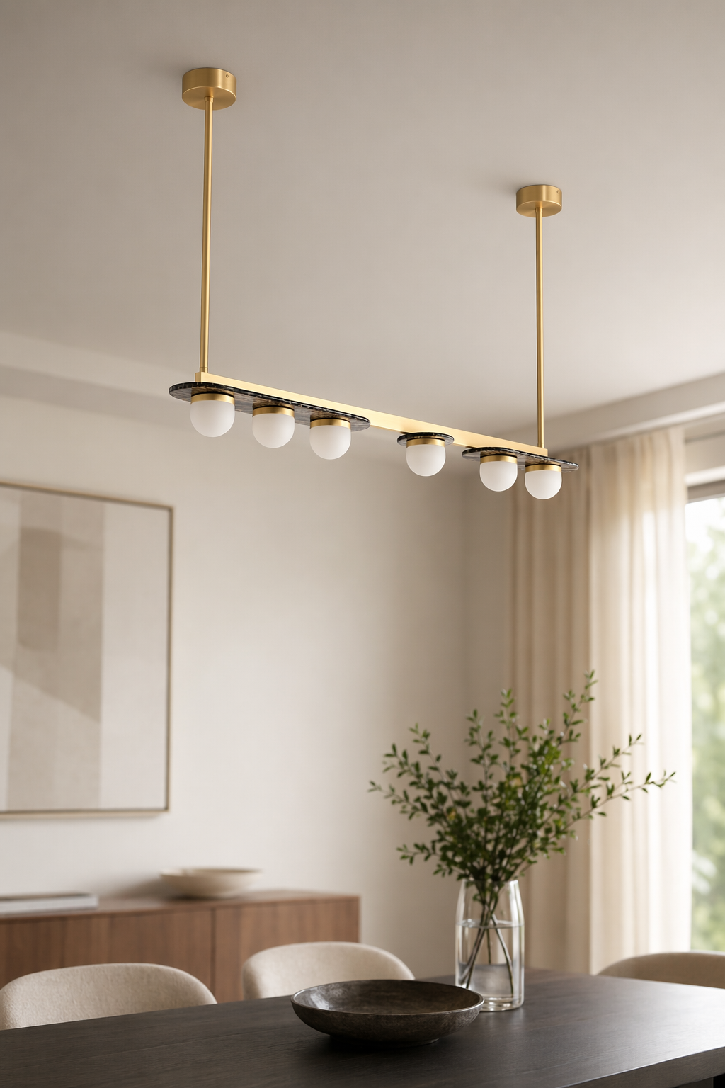 Modern Linear Glass Globe Chandelier - generated main 08 08-detail-room-scene