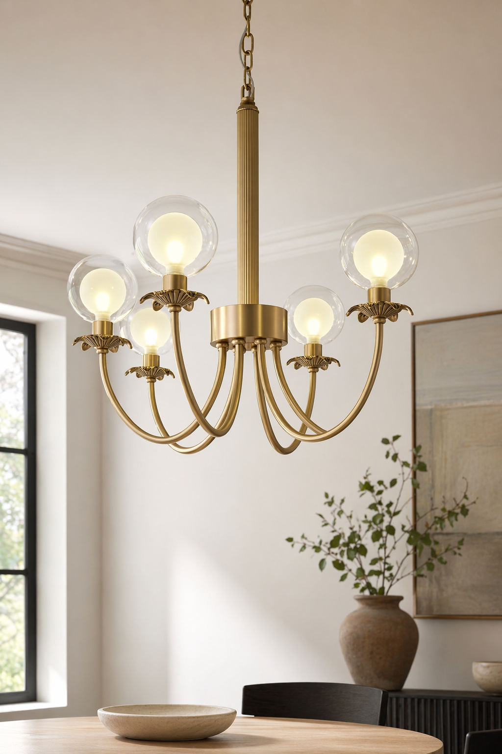 Modern Brass Glass Globe Chandelier - generated main 08 08-detail-room-scene