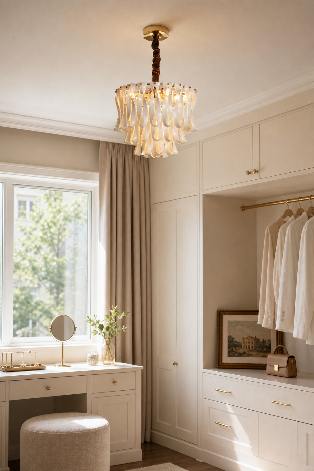 Ivory Ceramic Ribbon Mini Chandelier - 08 08-dressing-room-daylight