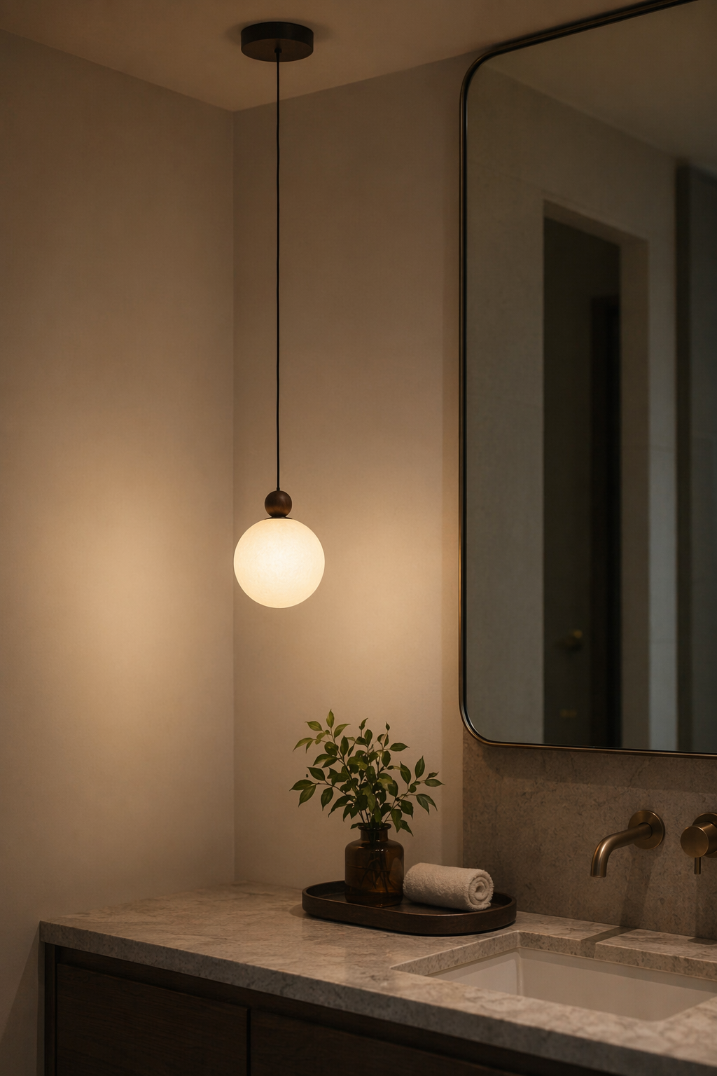 Modern Mulberry Silk Globe Pendant Light in Dark Walnut - product image 06