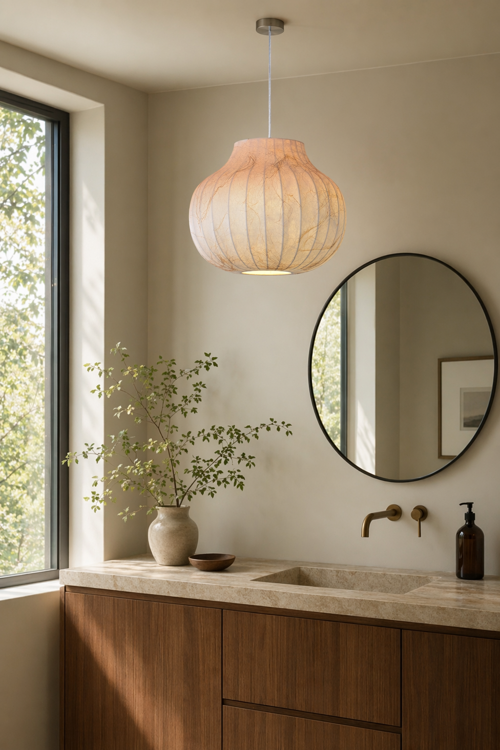 Modern Ribbed Silk Globe Pendant Light - generated workflow 08 08-dry-vanity-daylight