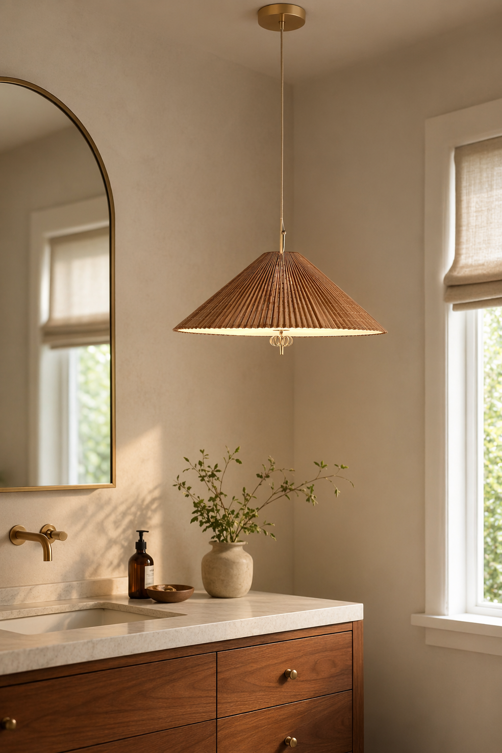Modern Woven Cone Pendant Light - generated workflow 08 08-dry-vanity-daylight