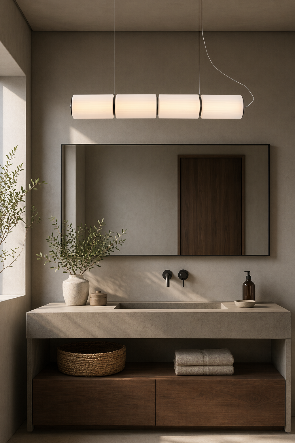 Modern Linear Multi-Head Pendant Light - generated workflow 08 08-dry-vanity-daylight