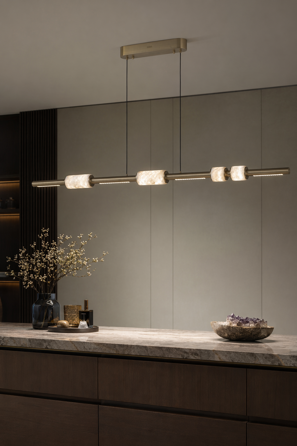 Modern Crystal Linear LED Island Chandelier - generated main 08 08-dry-vanity-long-counter