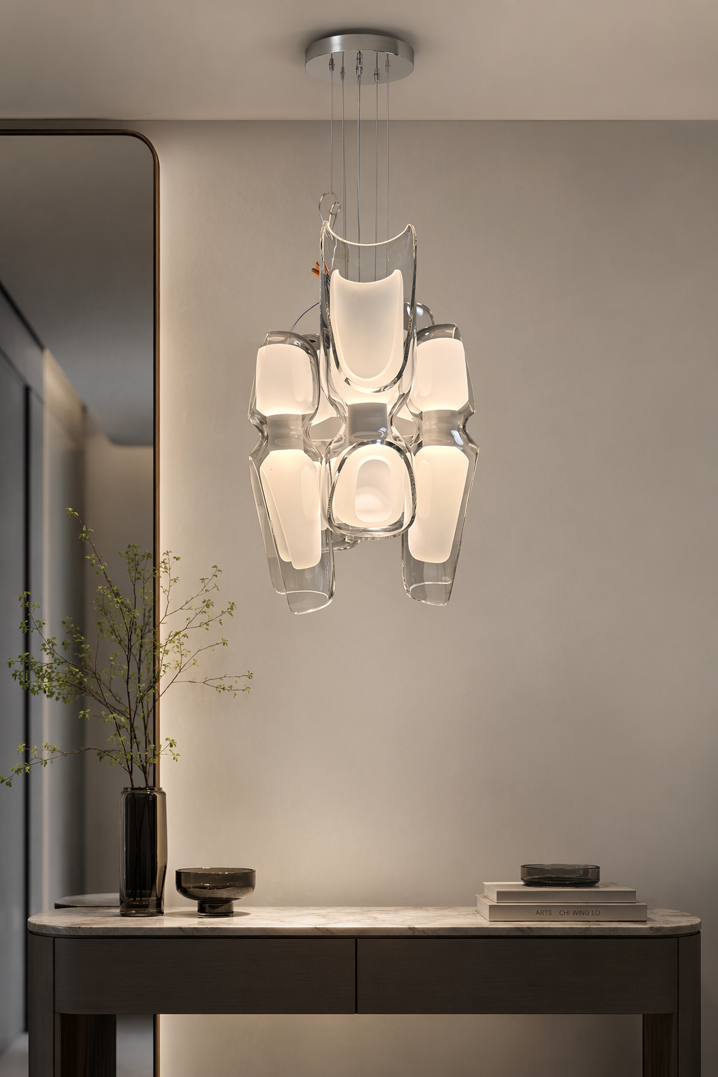 Modern Glass Petal Cluster Chandelier - generated main 08 08-dry-vanity-or-console
