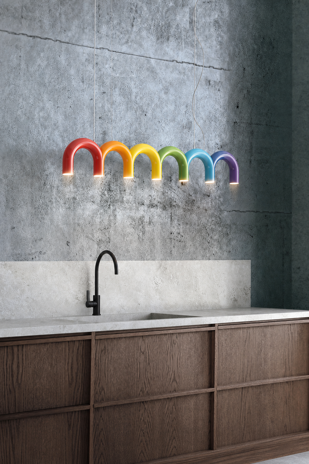 Colorful Wave Linear LED Pendant Light - generated main 08 08-dry-vanity-or-console