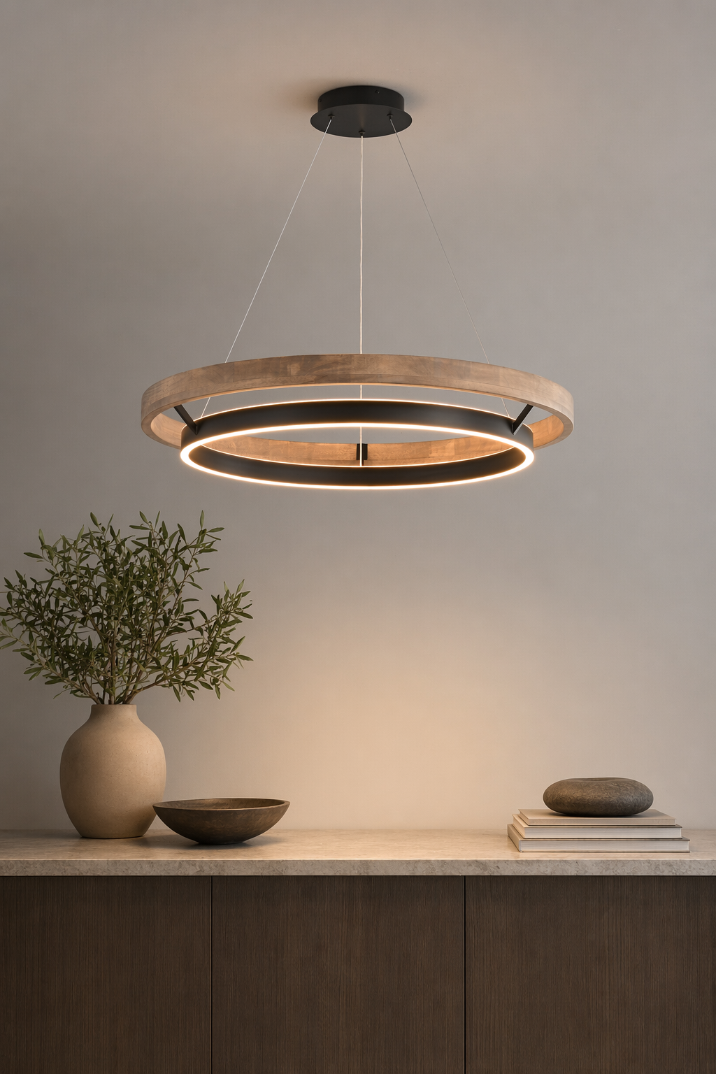 Modern Wood Ring LED Pendant Chandelier - generated main 08 08-dry-vanity-or-console