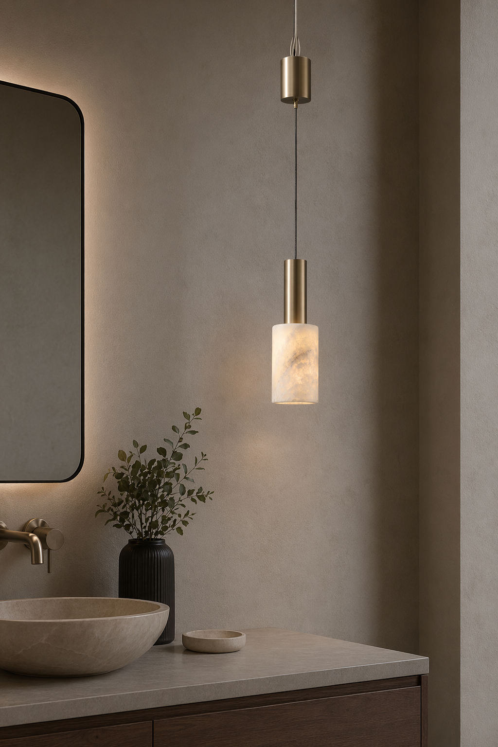 Modern Natural Stone Cylinder Pendant Light - generated main 08 08-dry-vanity