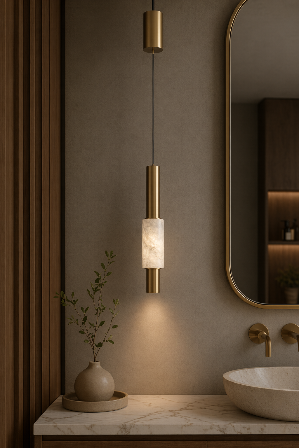Modern Crystal Cylinder Pendant Light - generated main 08 08-dry-vanity