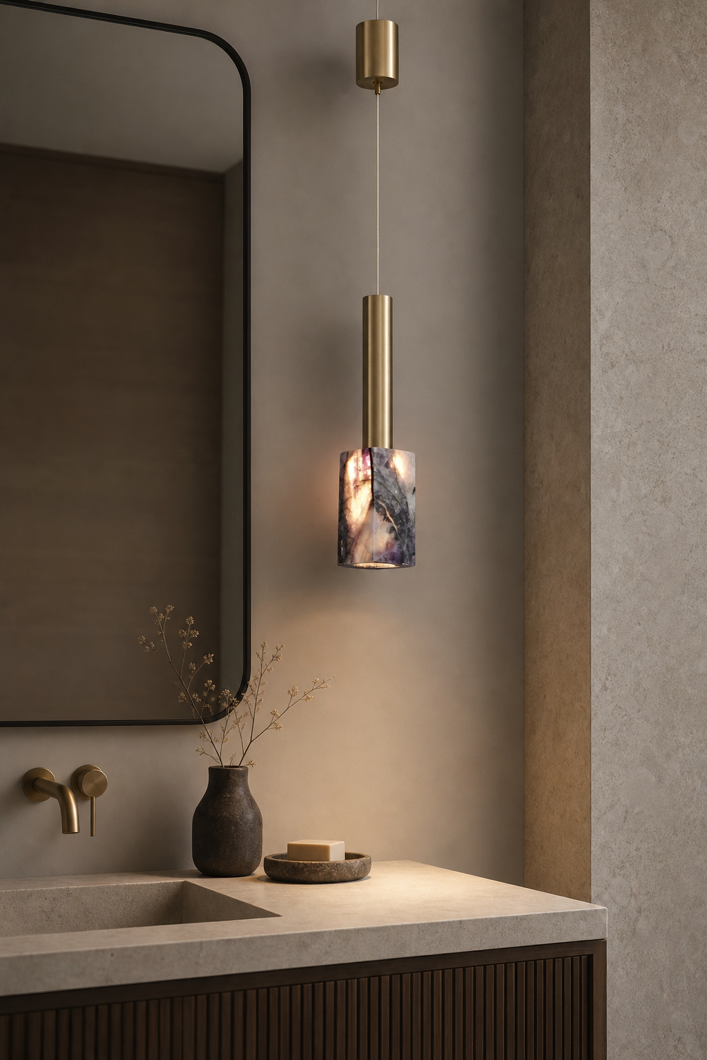 Modern Purple Crystal Cylinder Pendant Light - generated main 08 08-dry-vanity