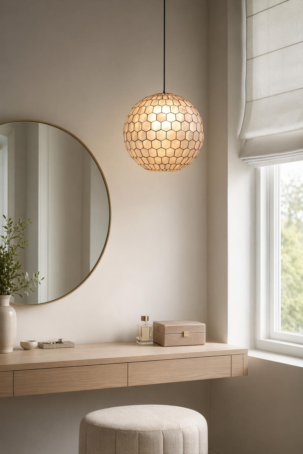Modern Capiz Honeycomb Globe Pendant Light - 08 08-dry-vanity