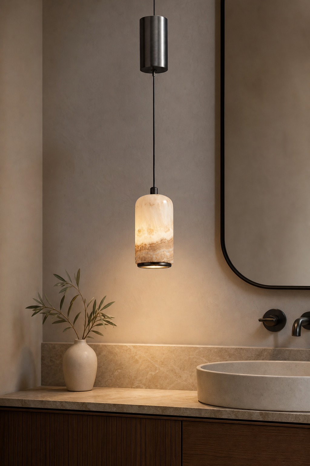 Modern Colorful Stone Cylinder Pendant Light - generated main 08 08-dry-vanity