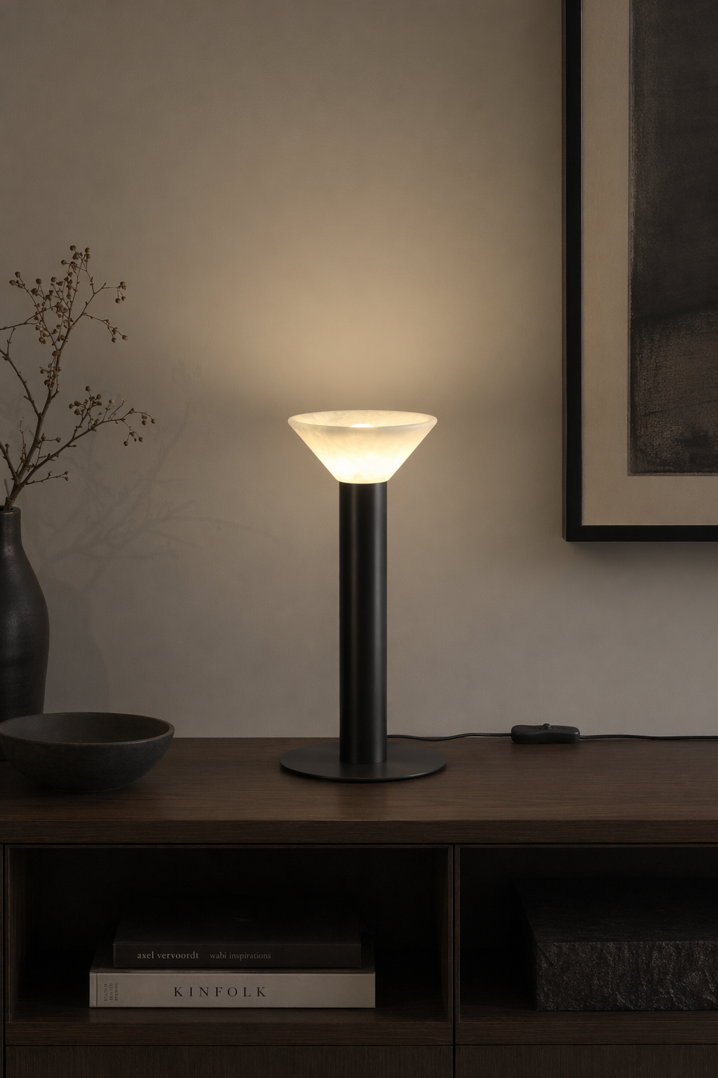 Modern Alabaster Bowl LED Table Lamp - 08 08-entry-shelf-styling