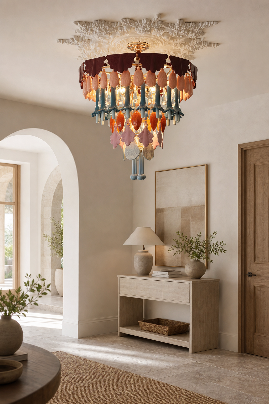 Colorful Ceramic Lily of the Valley Chandelier - 08 08-foyer-wide-daylight