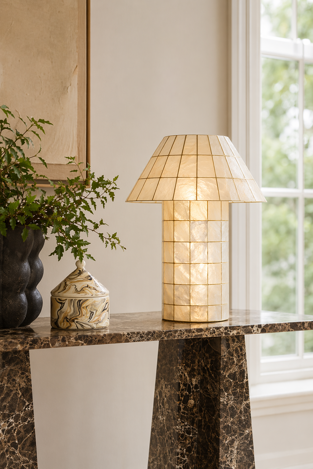 Modern Capiz Shell Mosaic Table Lamp - 08 08-gallery-console